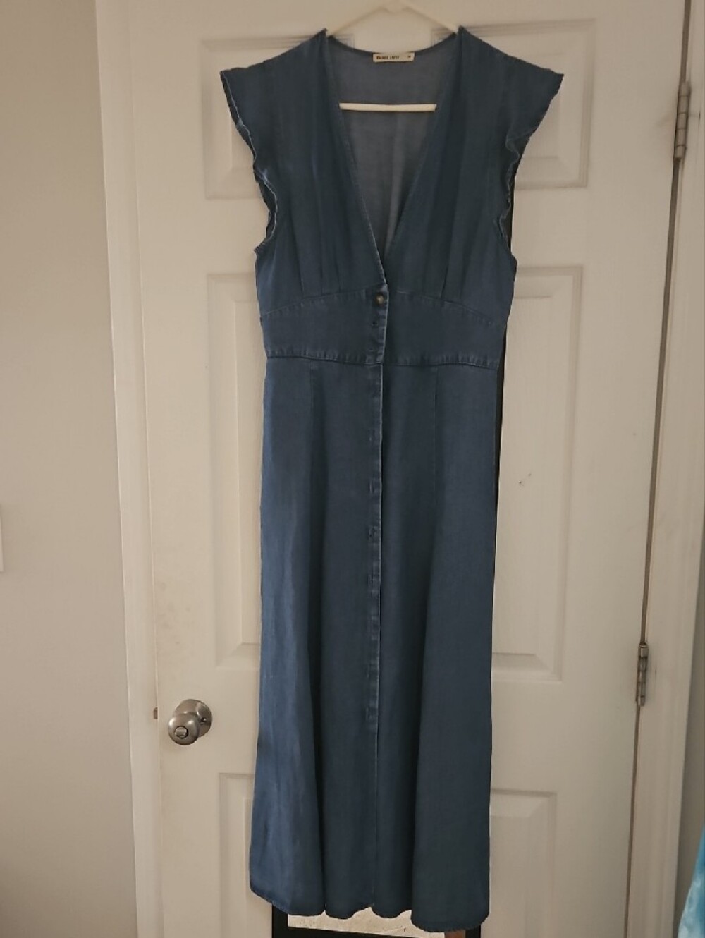 Marine Layer Chambray Blue Midi Dress Medium - Picture 2 of 5